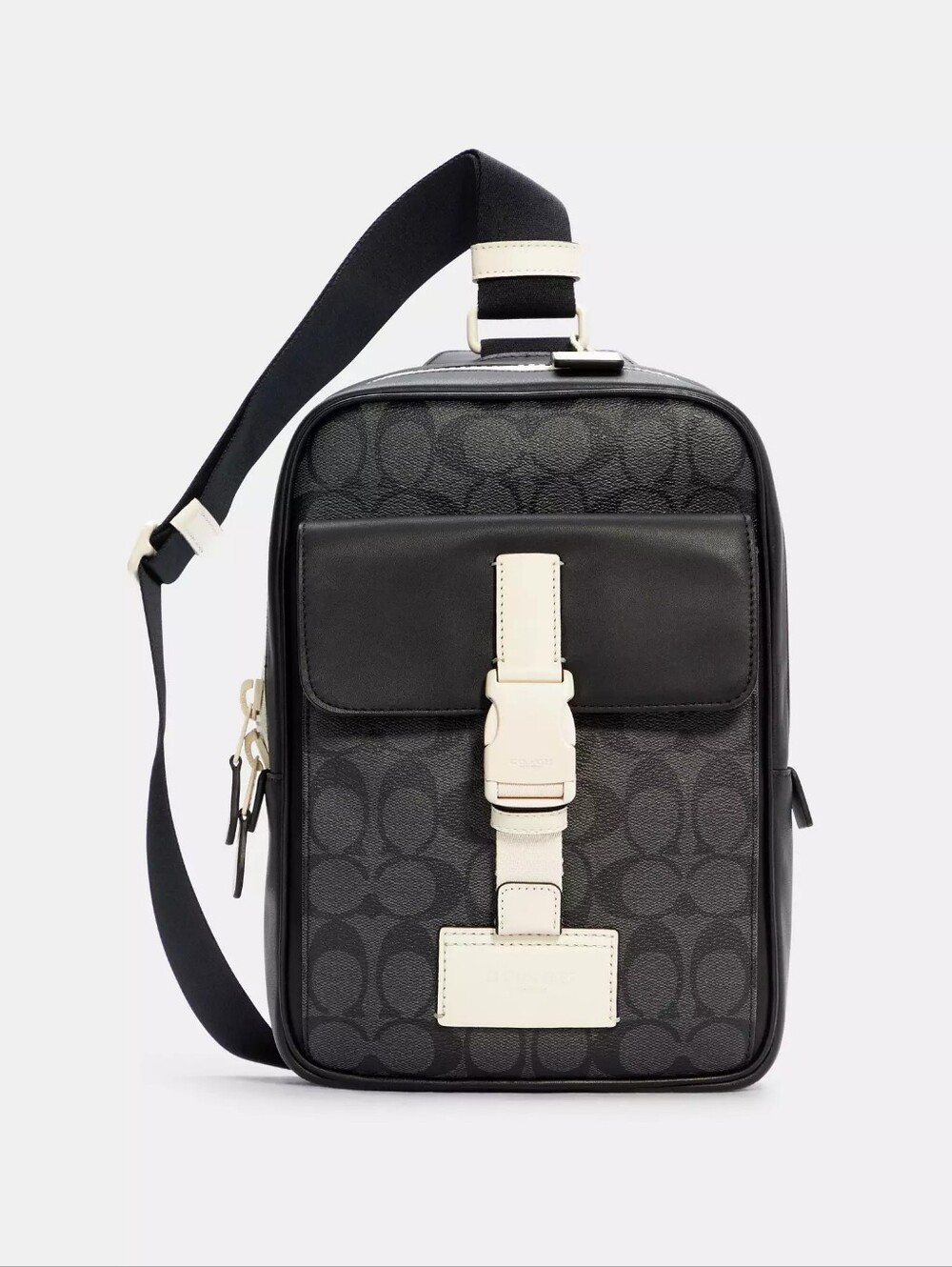 Coach Track Pack In Signature Canvas, Style C6645, Gunmetal/Charcoal Chalk